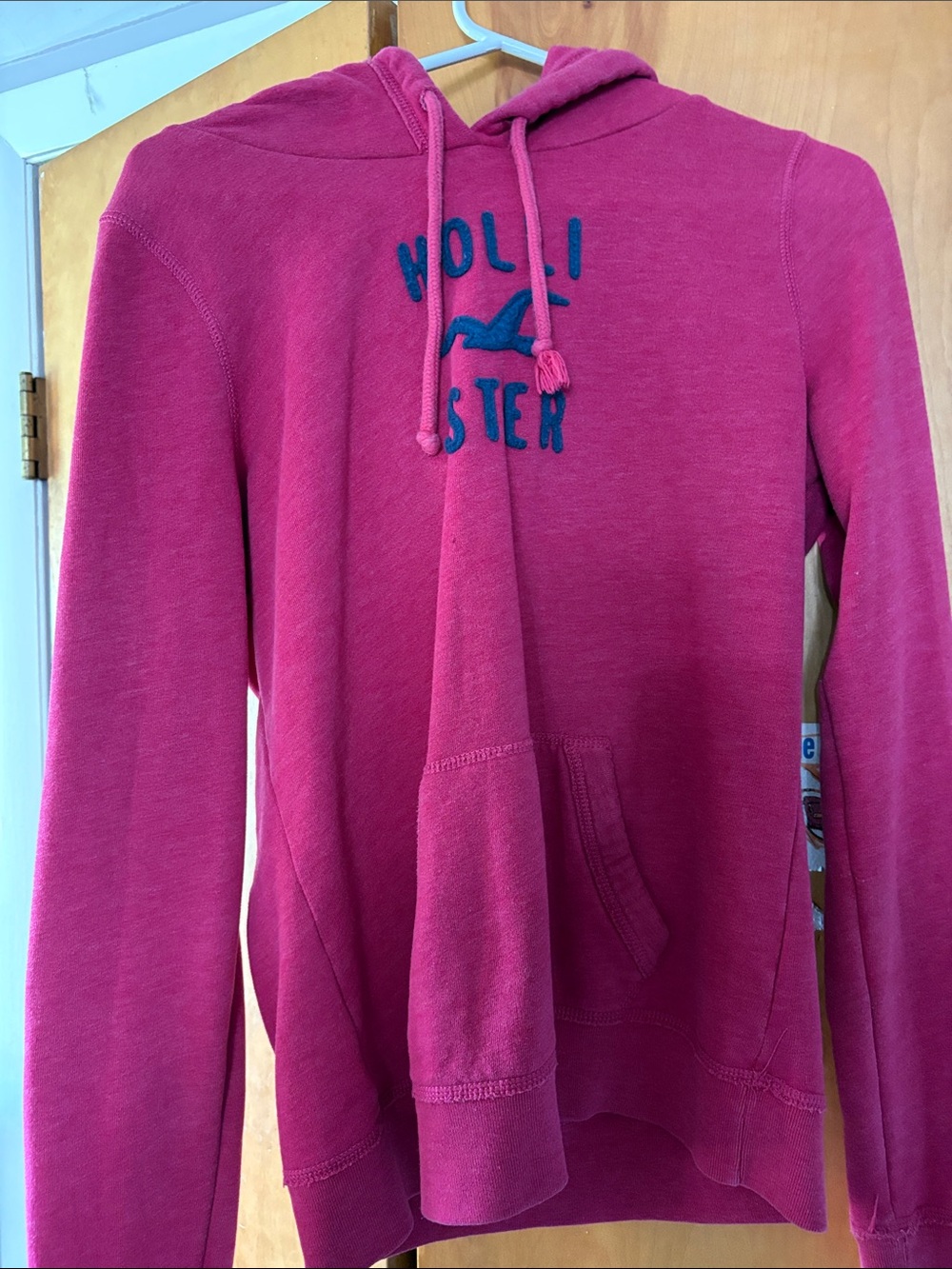 Hollister Hot Pink Crewneck Hoodie with Navy Logo